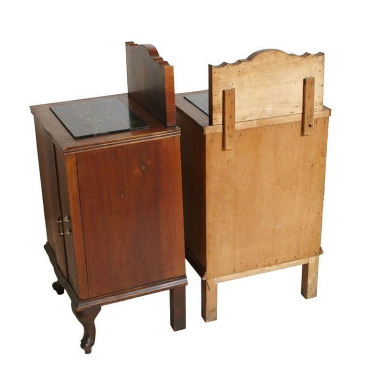 Early 19th Century Art Deco Pair Of Nightstands In Walnut With Black Marble Top photo for sale