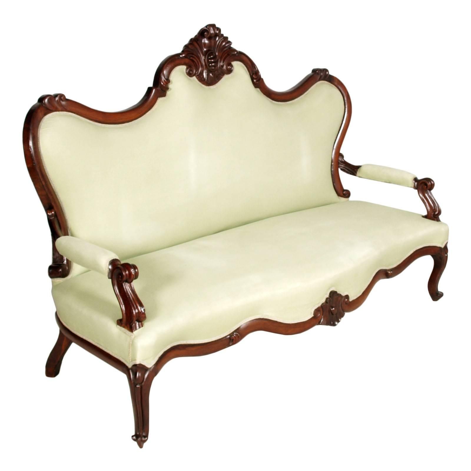 1800s Venetian Sofa Valentino Besarel Attributable, Hand Carved Walnut photo furniture