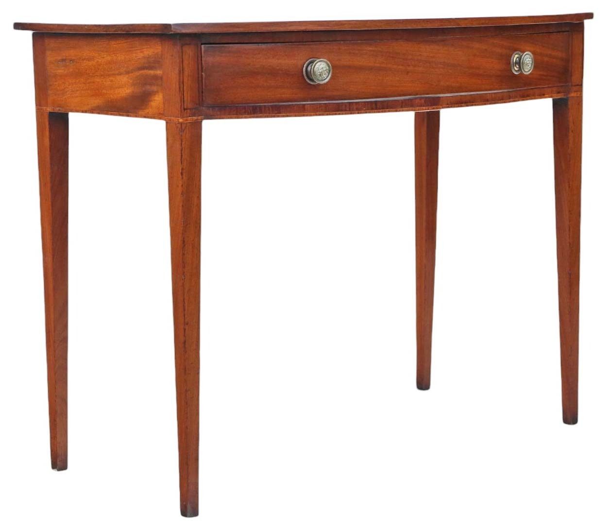 Antique Fine Quality Georgian Bow Front Mahogany Writing Dressing Table 19th Century Desk Side photo Furniture