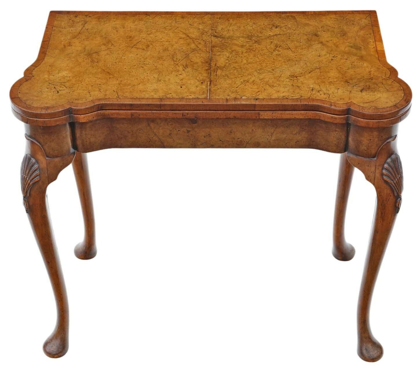 Antique Fine Quality Georgian Revival Burr Walnut Folding Card Or Tea Table photo 1995.0