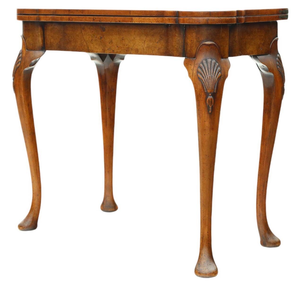 Antique Fine Quality Georgian Revival Burr Walnut Folding Card Or Tea Table photo buy