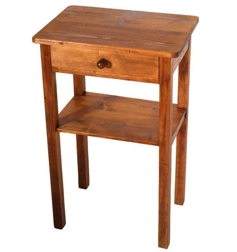Early 20th Century Country Nightstand In Pine, Restored And Polished To Wax