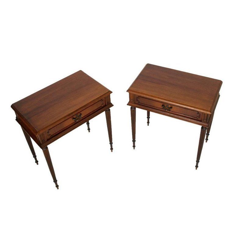 Early 20th Century Pair Nightstands Louis XVI , Walnut Restored & Wax Polished photo furniture