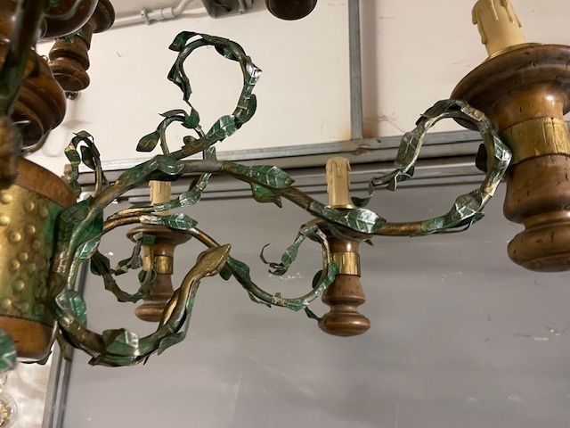 Large Wooden Tole Rustic Chandelier photo buy