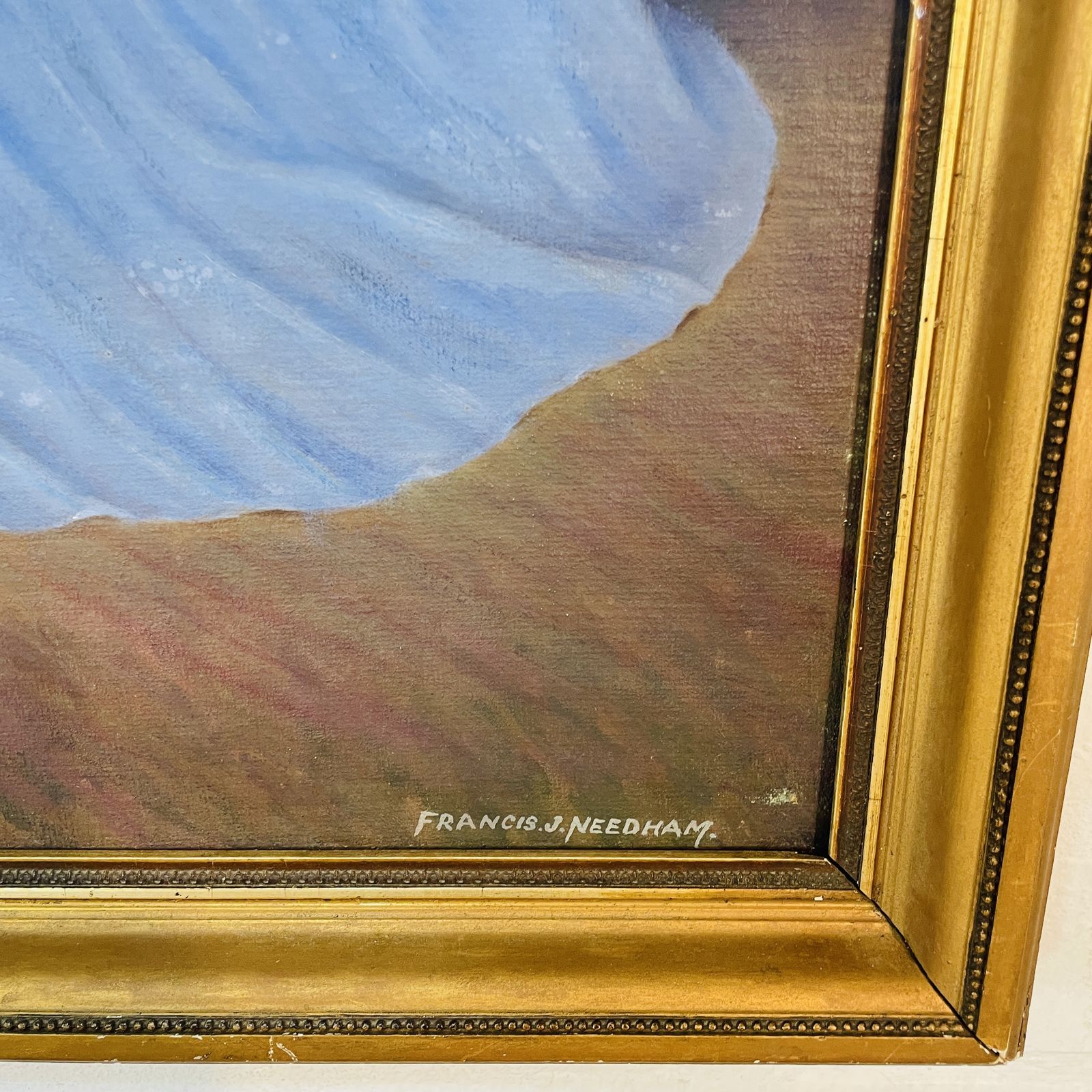 Nude Acrylic Painting, Framed + Signed Francis J. Needham photo furniture