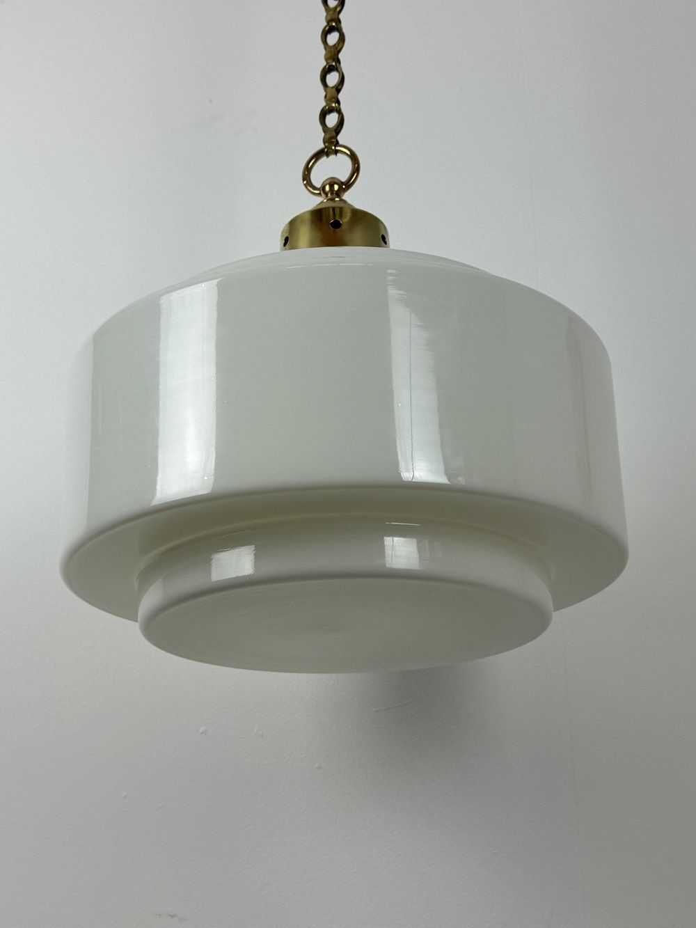 Large Tiered Art Deco Opaline Pendant Light (24067) photo 390.0