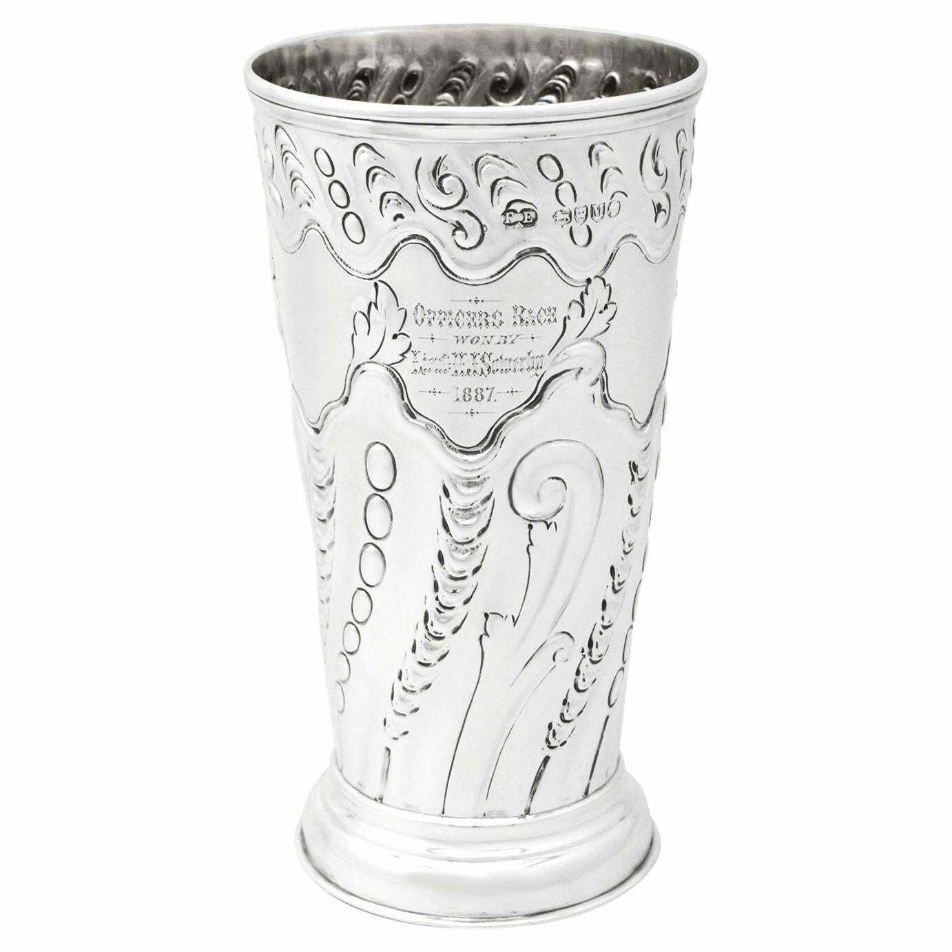 Antique Victorian Sterling Silver Vase By Elkington & Co (1887)