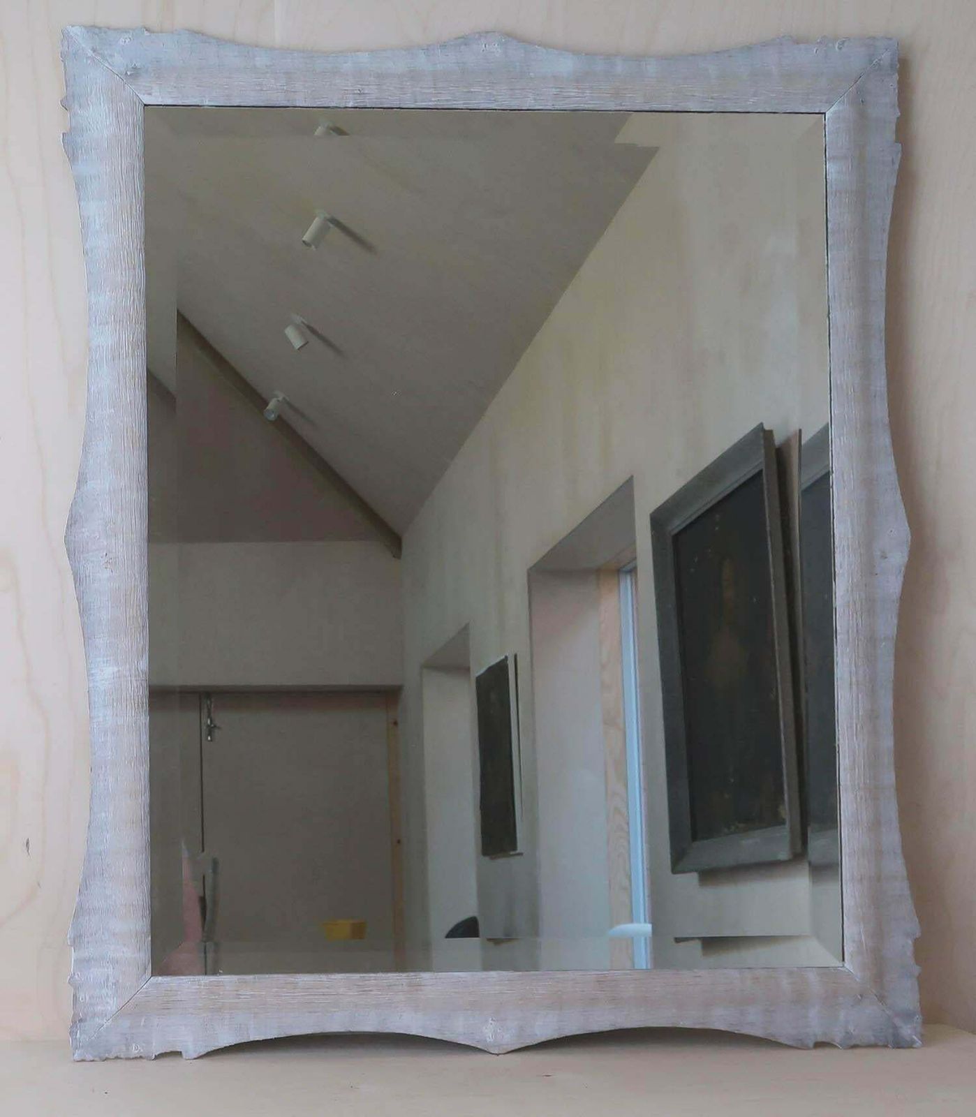 Antique Baroque Style Limed Oak Mirror. English, 19th Century photo buy