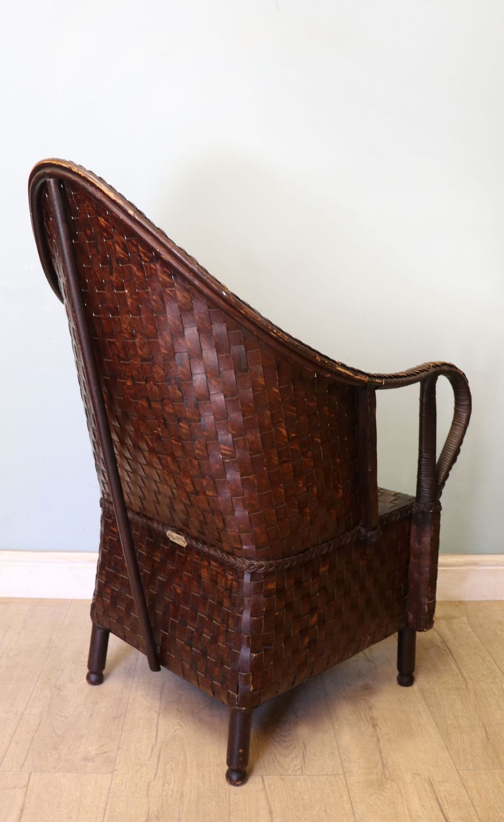 A Wonderful, Vintage High Back Patent Ply Fibre Armchair. photo vintage
