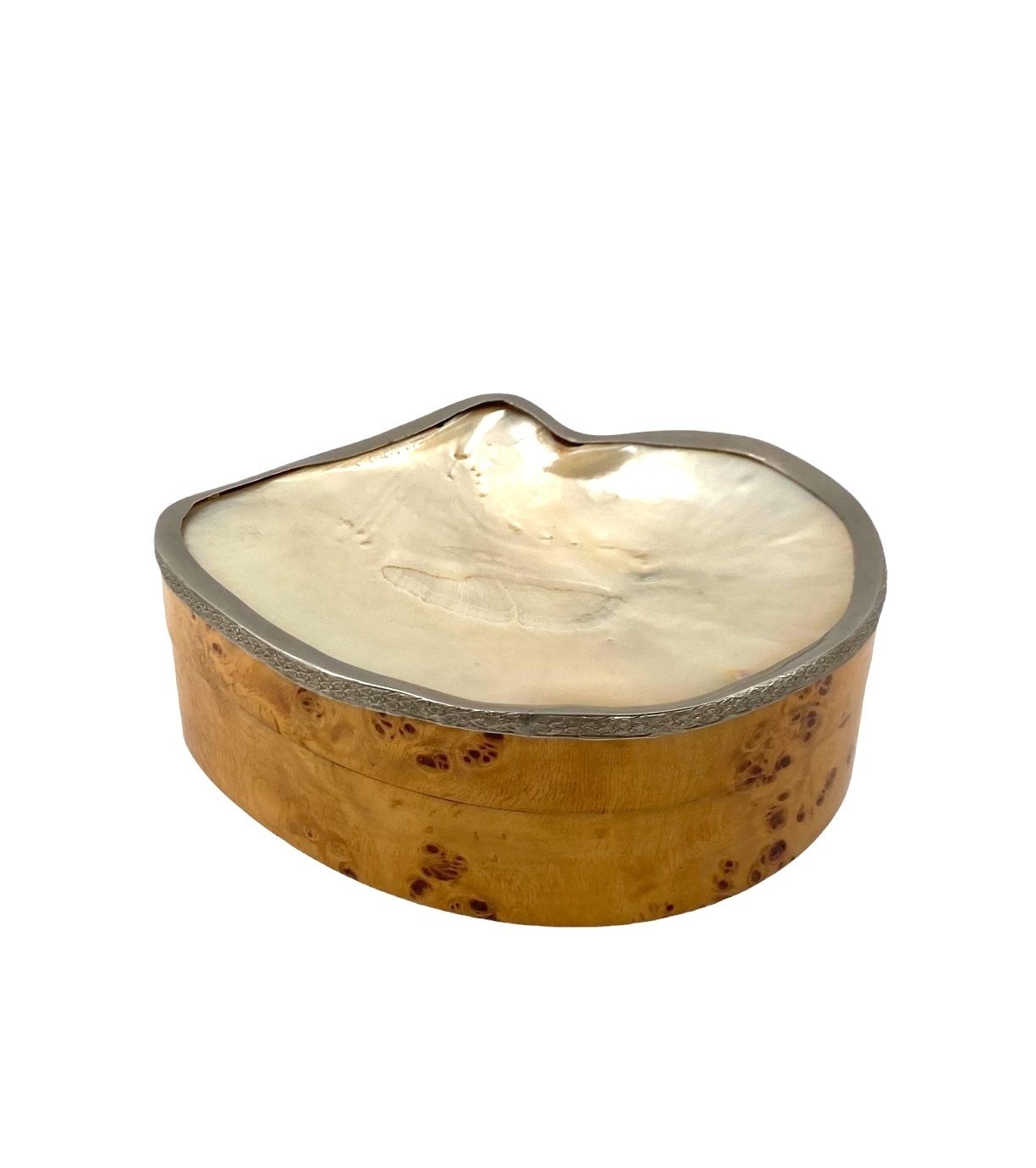 Hollywood Regency Shell And Burl Jewelry Box, Italy 1970s photo Home Decor