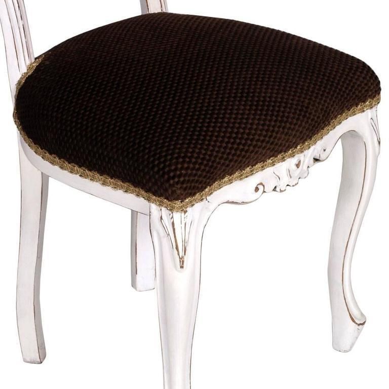 19th Century Set Baroque Round Table Extendable Six Chairs, White Painted photo buy