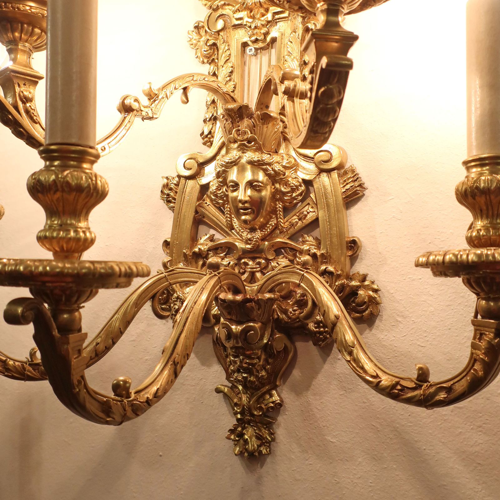 4850.0 Pair Of French Early 19th Century Louis XIV Style Bronze Gilt Wall Lights photo