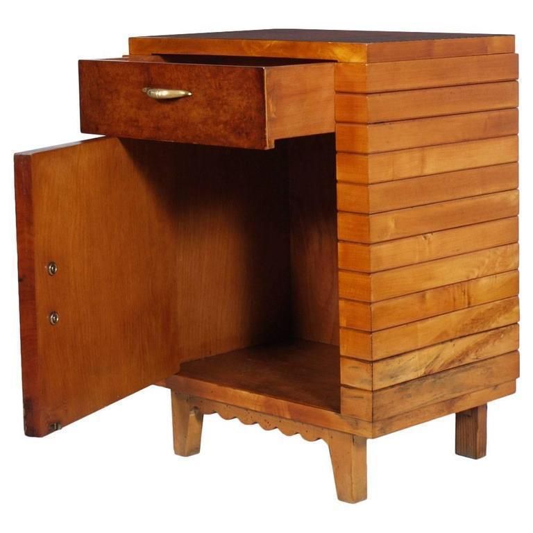 Mid Century Modern Art Deco Nightstand Gio Ponti Atributable, By La Permanente Mobili Cantù, In Walnut photo for sale
