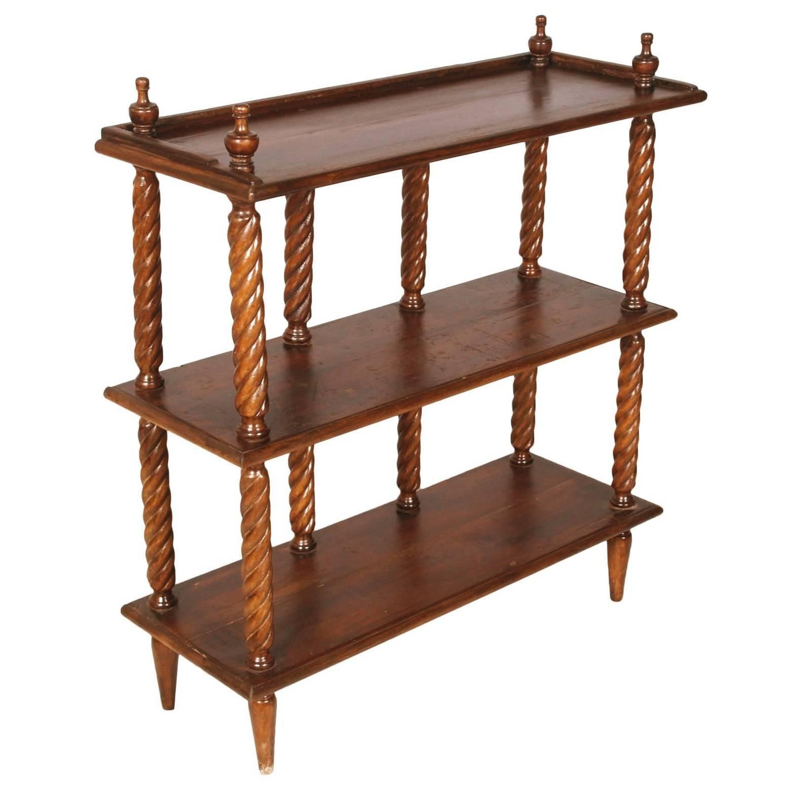 Art Deco Mid Century Modern Bookshelf Bookcase Walnut Turned Restored Shellac