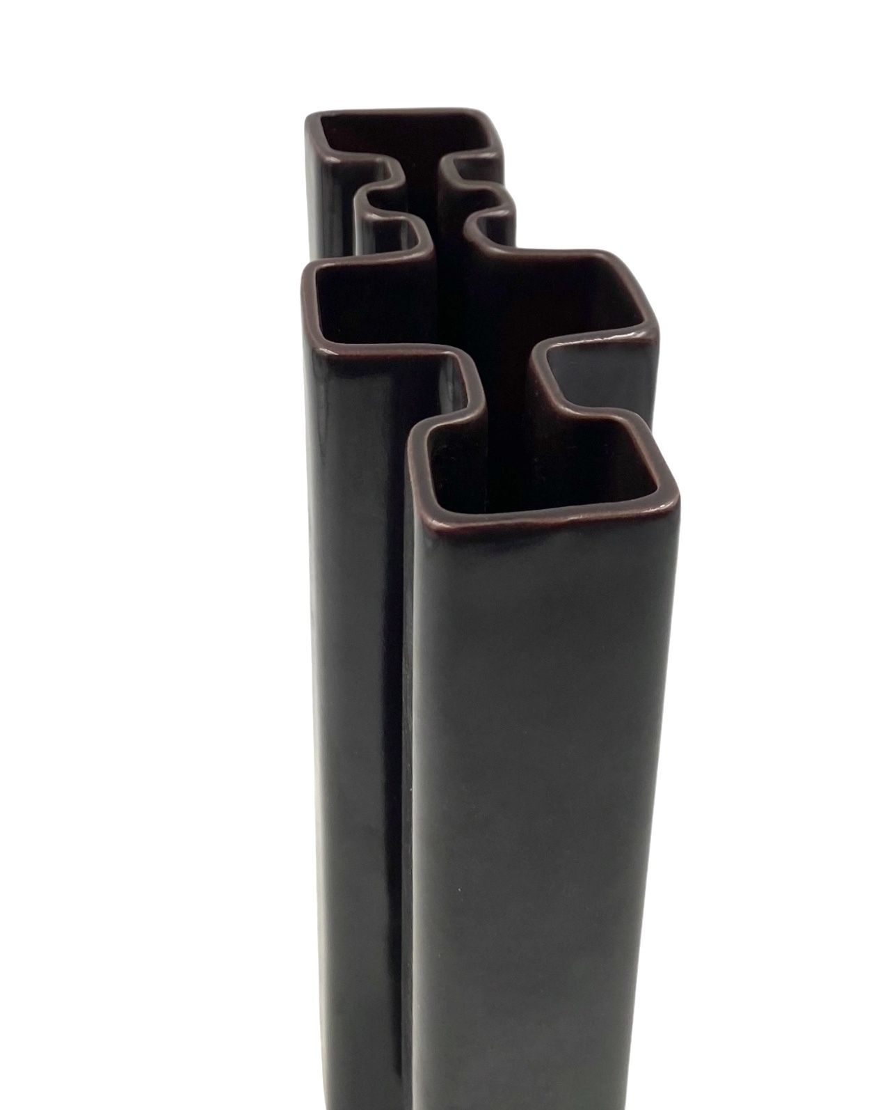Angelo Mangiarotti, Space Age Brown Ceramic Vase, Fratelli Brambilla Italy Ca. 1968 photo vintage