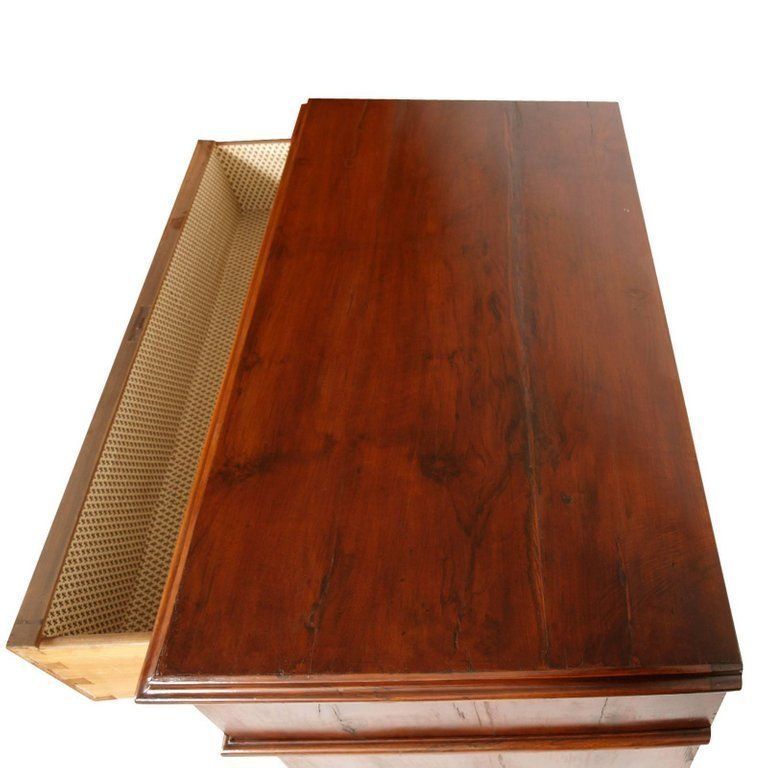 Mid 19th C. Italian Commode In Blond Walnut And Walnut Veneer, Polished To Wax photo for sale