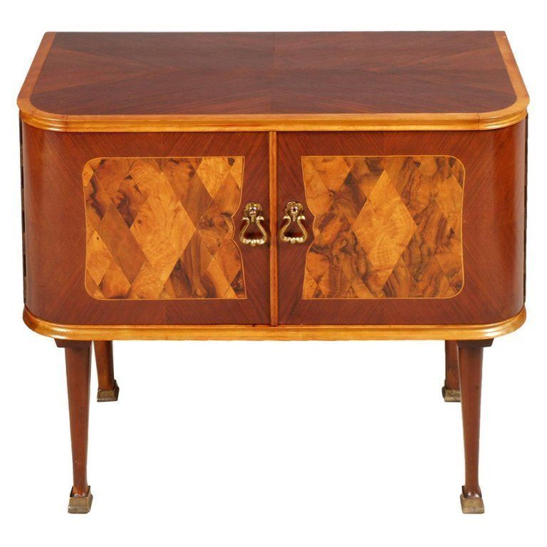 Midcentury Art Deco Nightstands Paolo Buffa Attributed Walnut Burl Inlaid Cantù photo Furniture