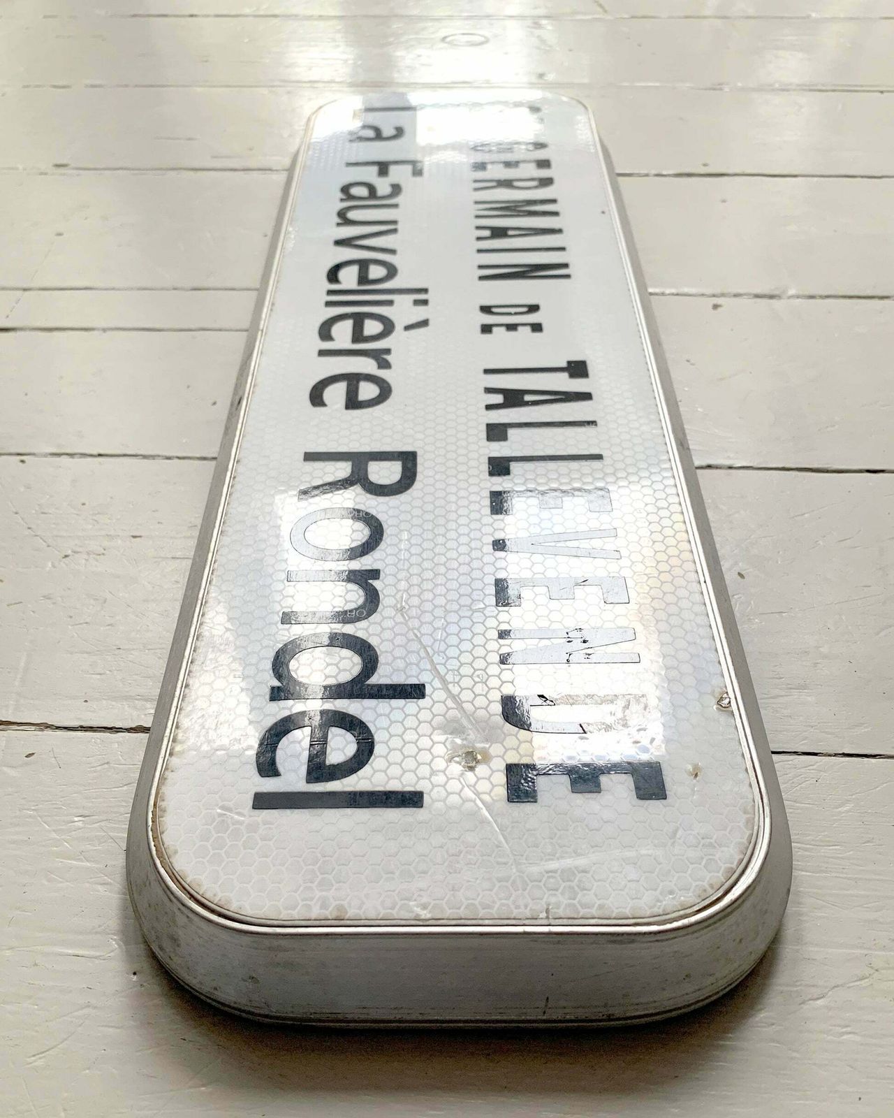 Genuine French Street Sign; 'St Germain De Tallevede La Fauveliere Rondel' photo vintage