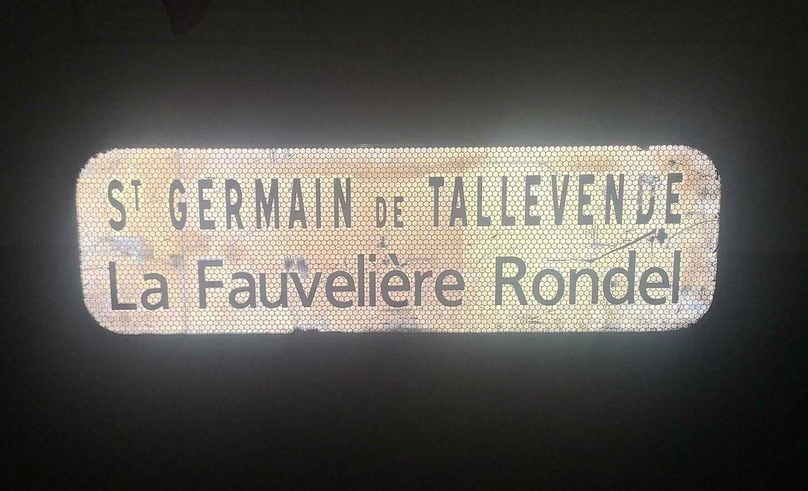 photo for sale Genuine French Street Sign; 'St Germain De Tallevede La Fauveliere Rondel'