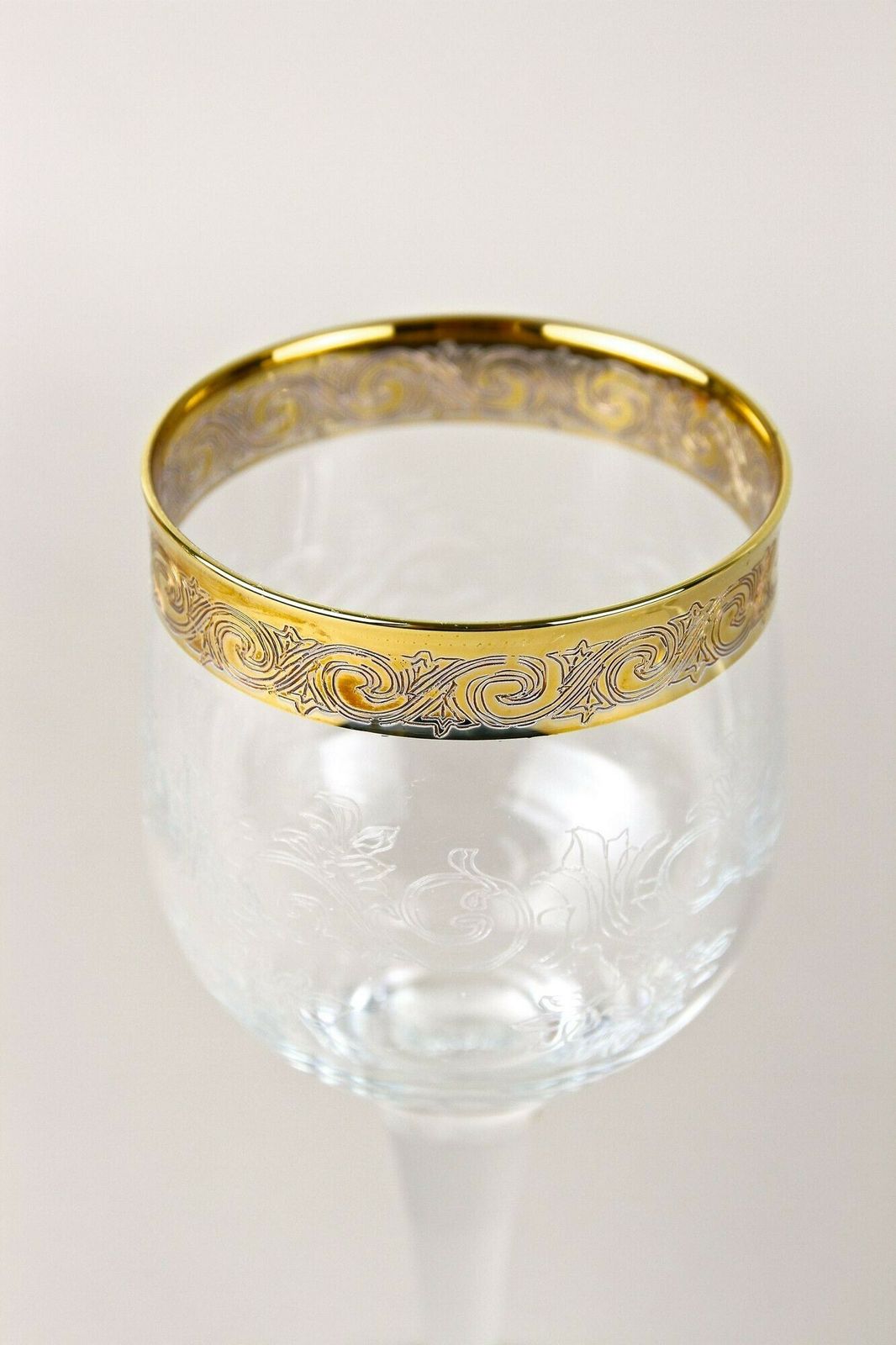 20th Century Murano Wine Glasses With Gold Rim, Set Of 6, Italy Ca. 1940 photo 660.0
