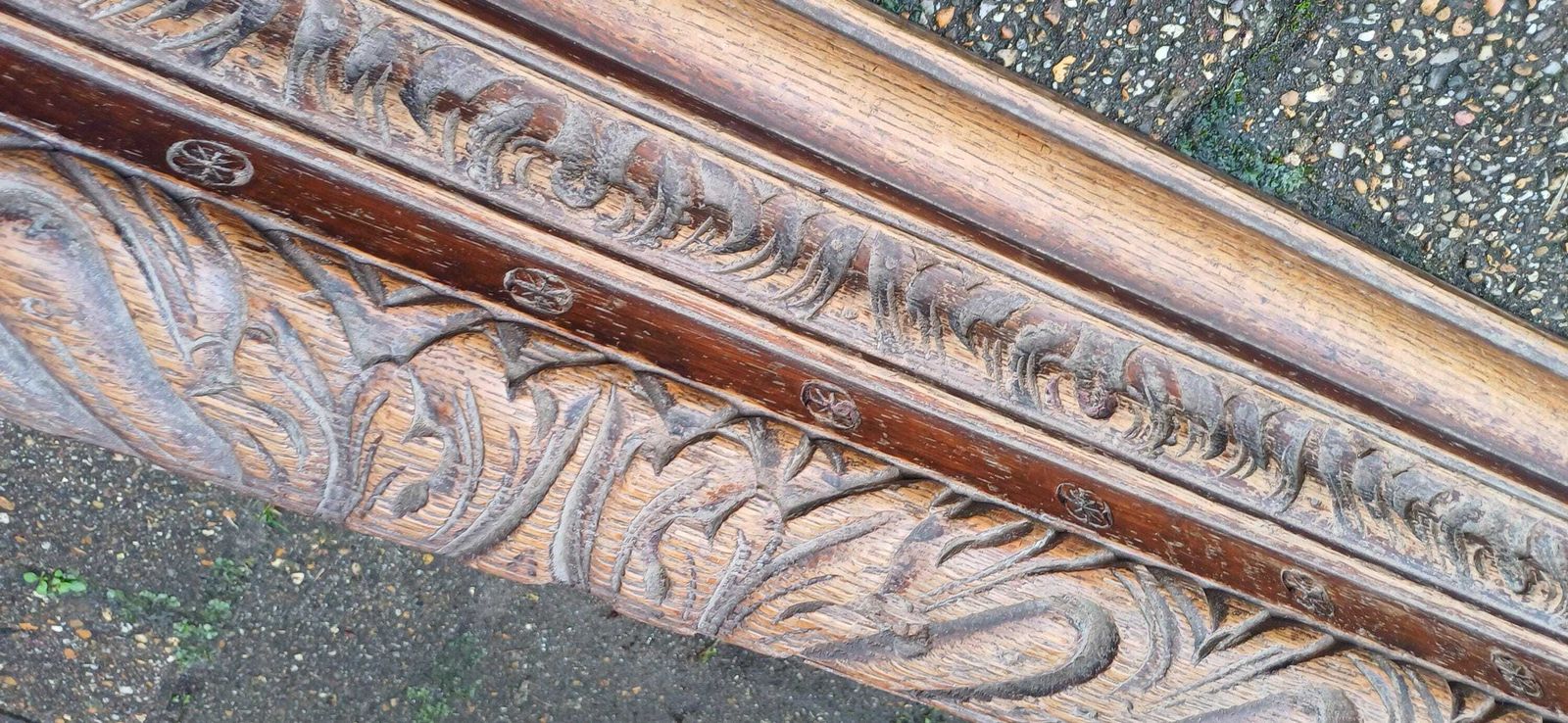 Glorious Victorian Carved Oak Fender Fireplace Hearth. photo vintage