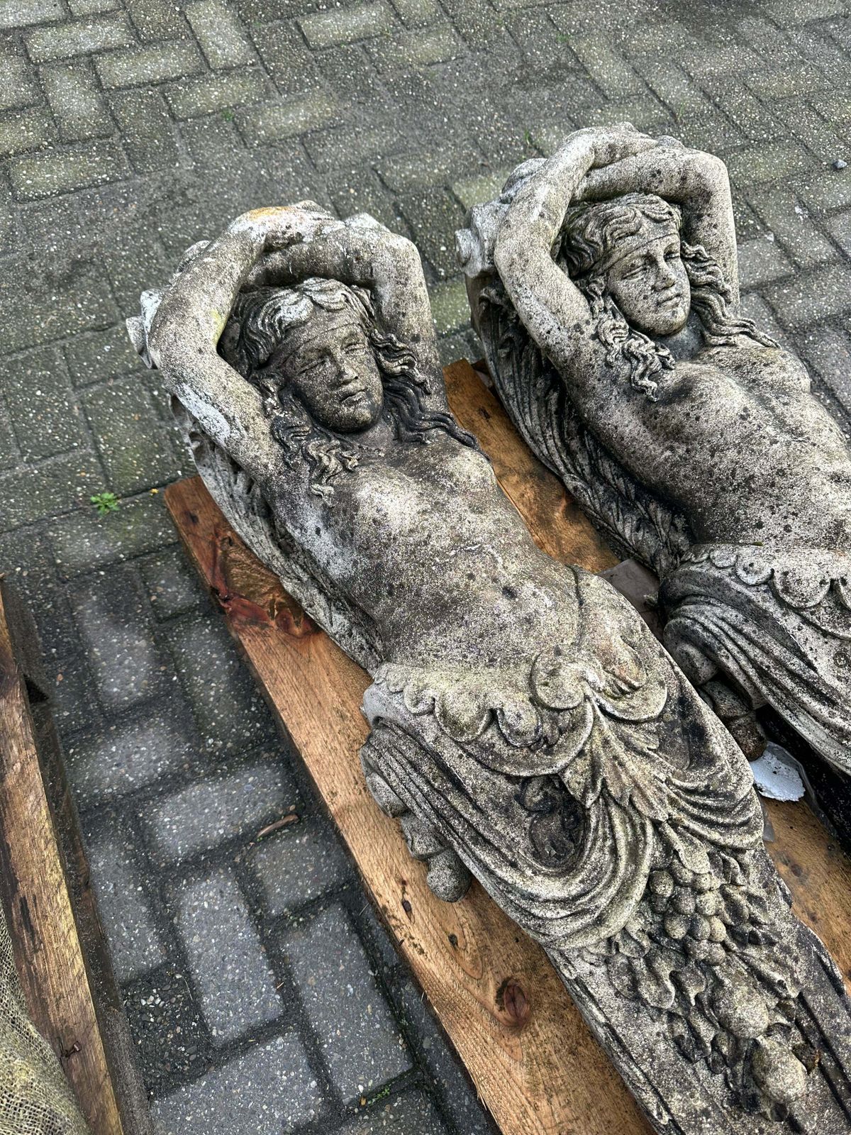 Matching Pair, French Decorative Stone Antique Columns photo vinterior