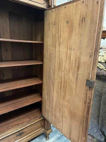 Antique 19th Century French Louis XV Oak Mirrored Armoire/Wardrobe With Drawers photo vinterior