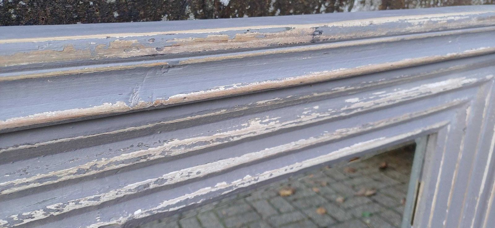 Superb Pair Of Very Large Painted Grey Mirrors Bespoke Distressed Contemporary Finish Bevelled Glass. photo buy
