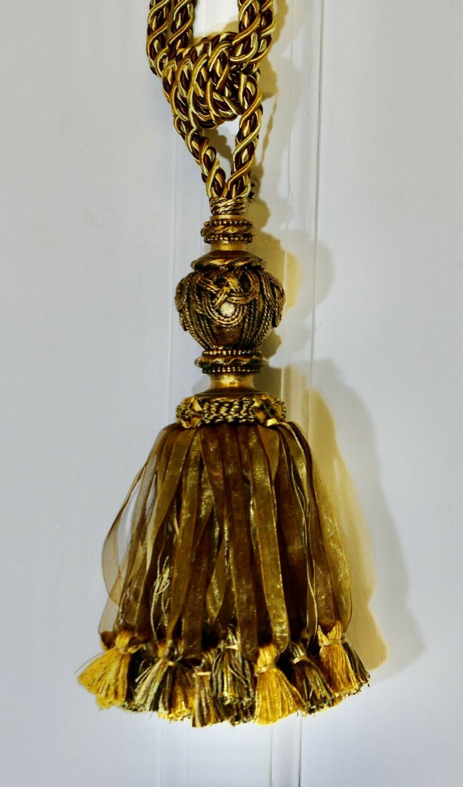 3 Beautiful Pairs Of Very Large Gold Silk Tassels photo vinterior