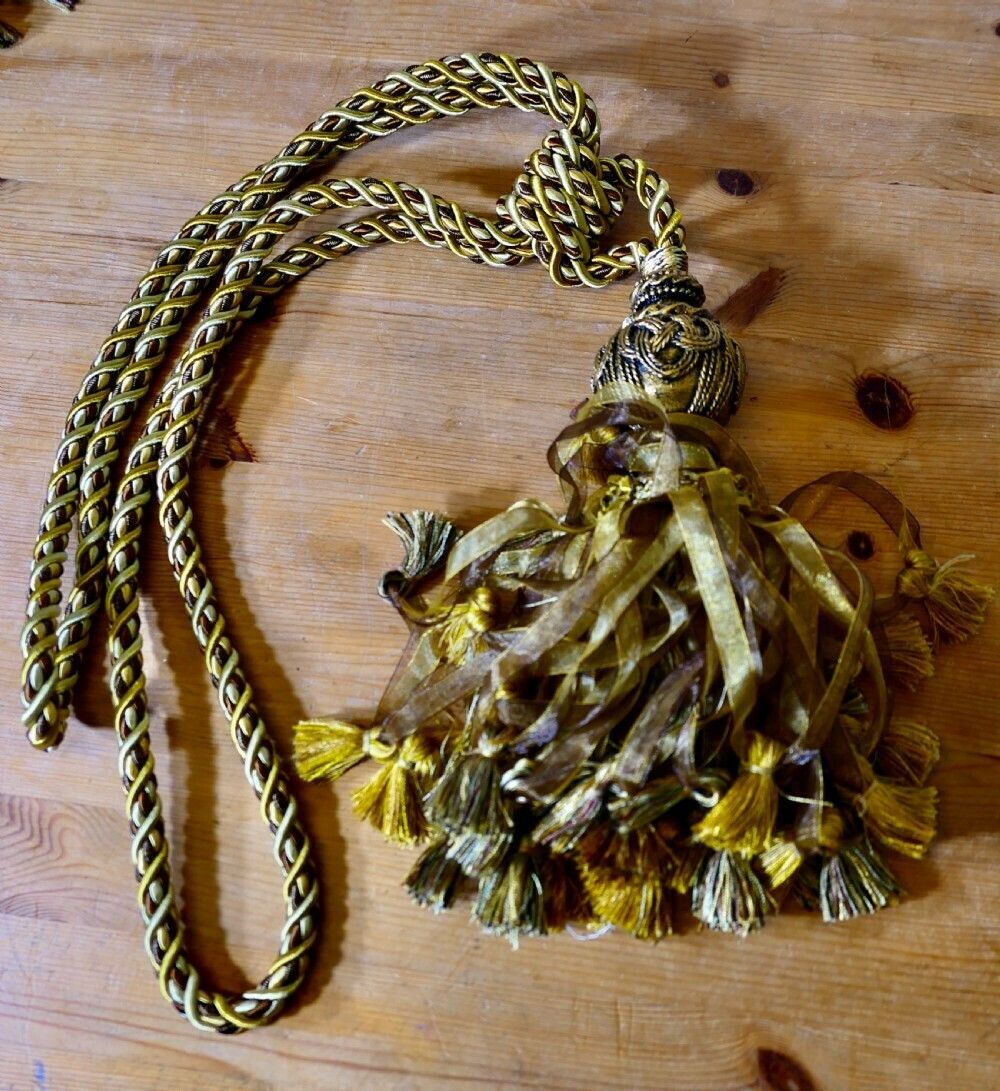 3 Beautiful Pairs Of Very Large Gold Silk Tassels photo buy