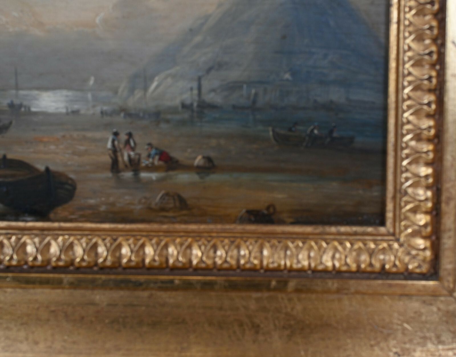 Victorian Oil Painting Cornish Coastal Scene Maritime 1880 photo furniture