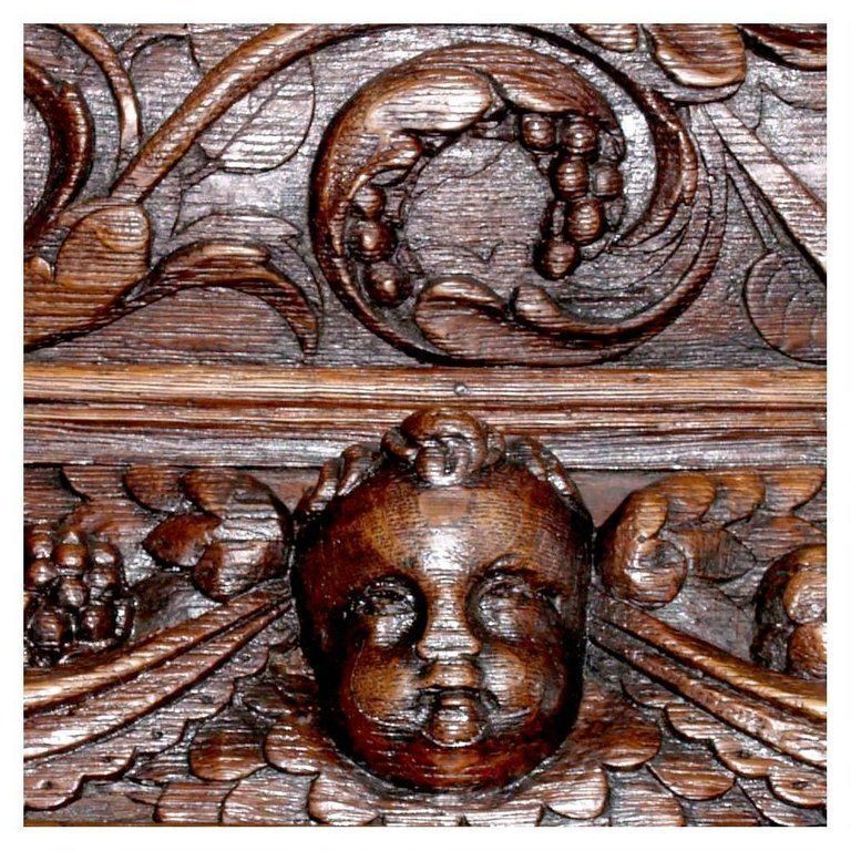photo furniture 16th Century Italy Ligurian Carved Oak And Chestnut Credenza Bambocci Sideboard