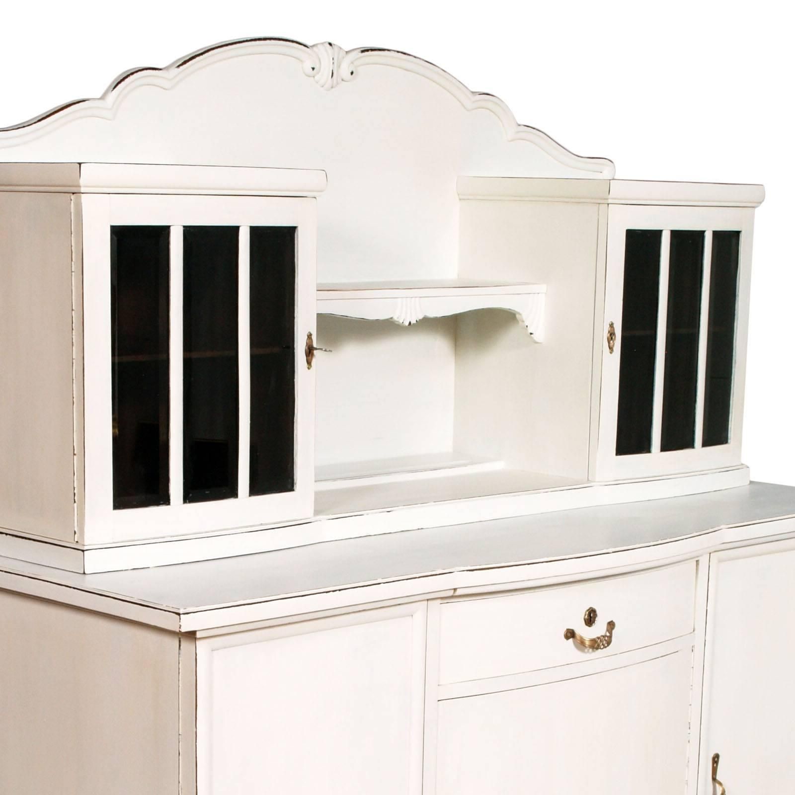 1930s Antique White Painted Dresser Drawers, Credenza, Art Deco Solid Oakwood photo furniture