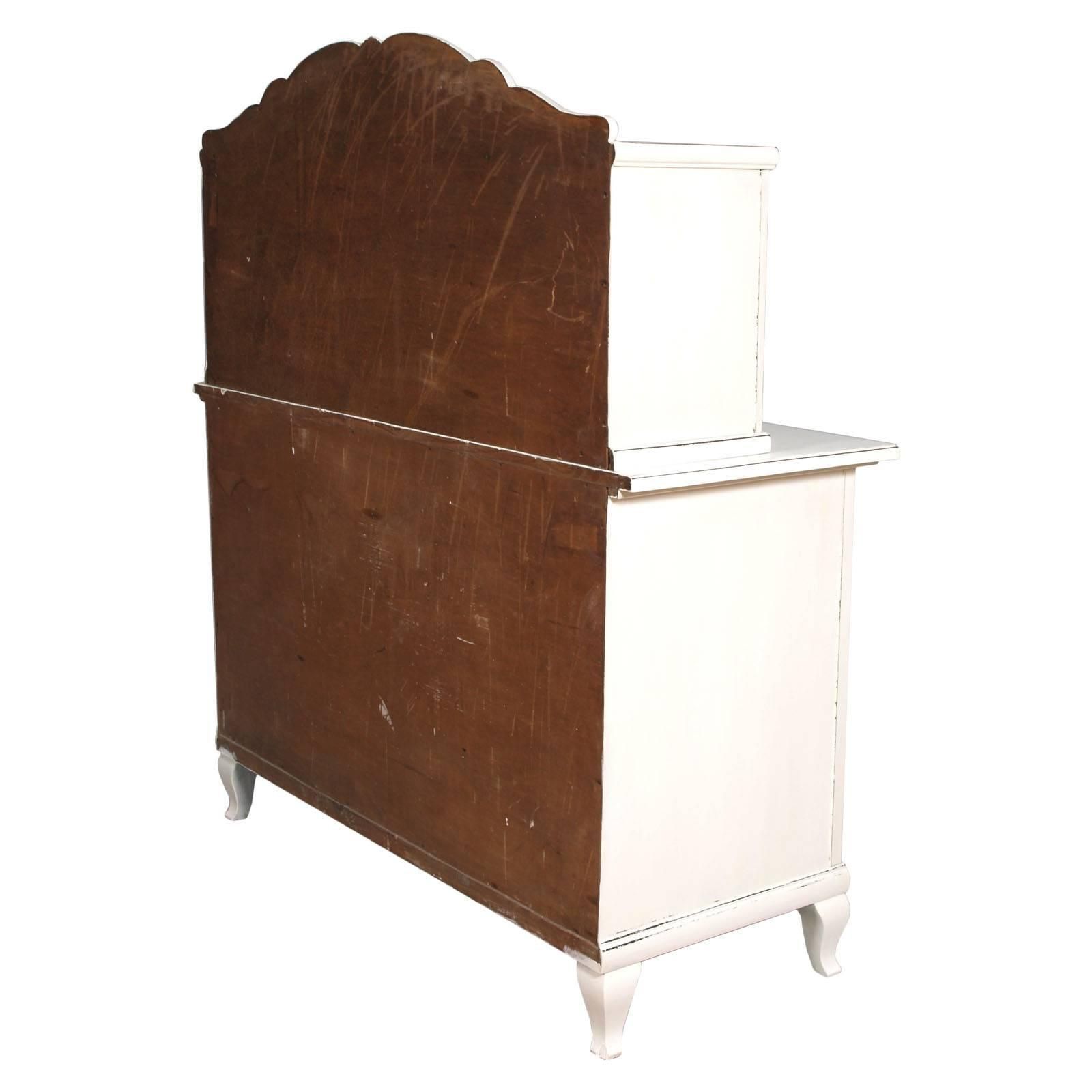 1930s Antique White Painted Dresser Drawers, Credenza, Art Deco Solid Oakwood photo buy