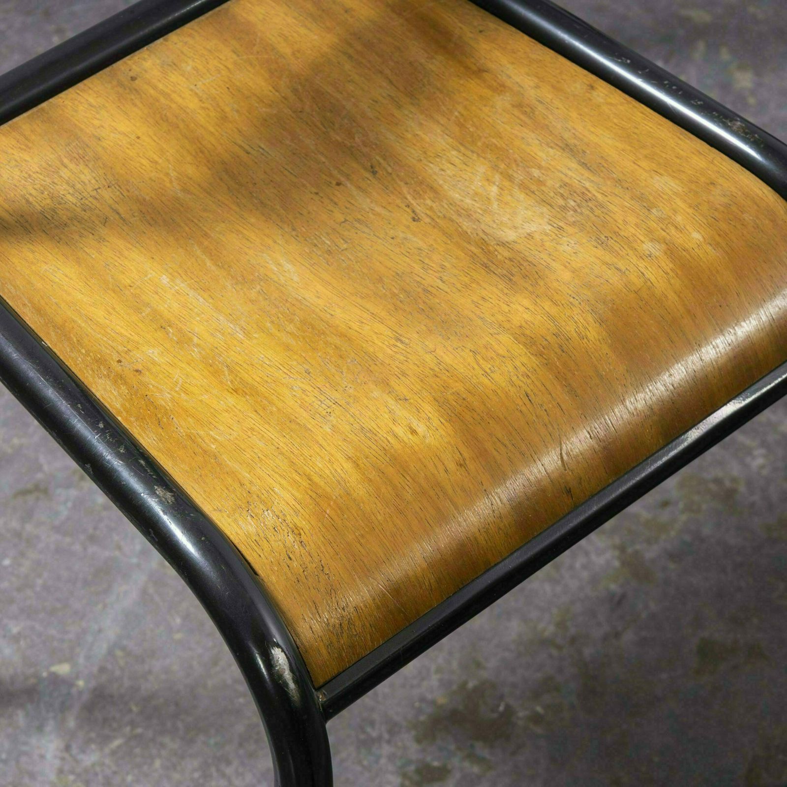 1950’s French Mullca Black Tapered Leg School Dining Chairs – Set Of Four photo furniture