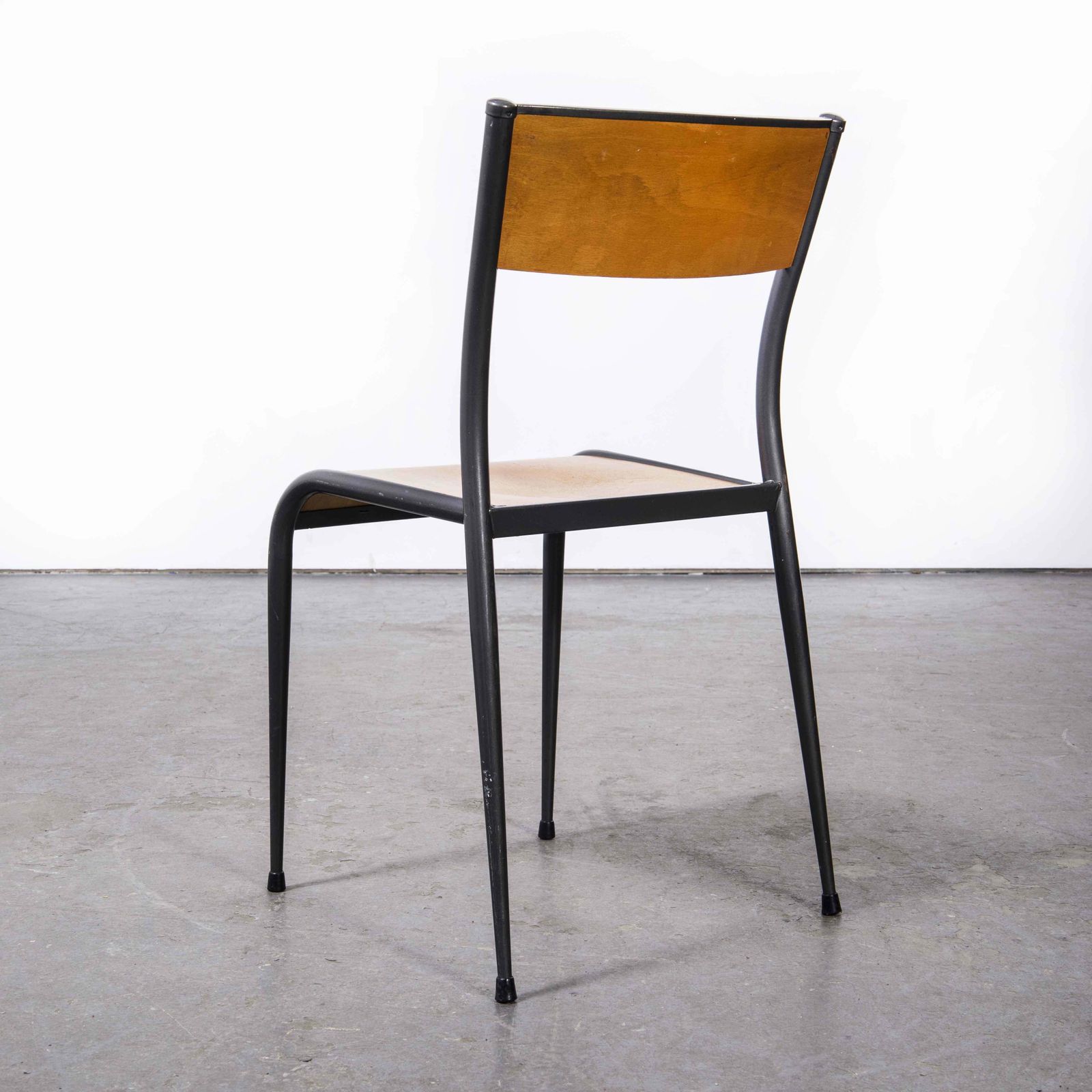 1950’s French Mullca Grey Tapered Leg School Dining Chairs – Set Of Six photo Furniture