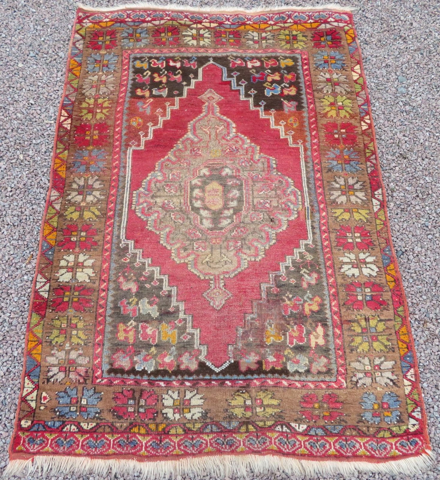 Antique Turkish Mujur Mudjur Rug. Kirsehir Province. Central Anatolia. Late 19th Century.