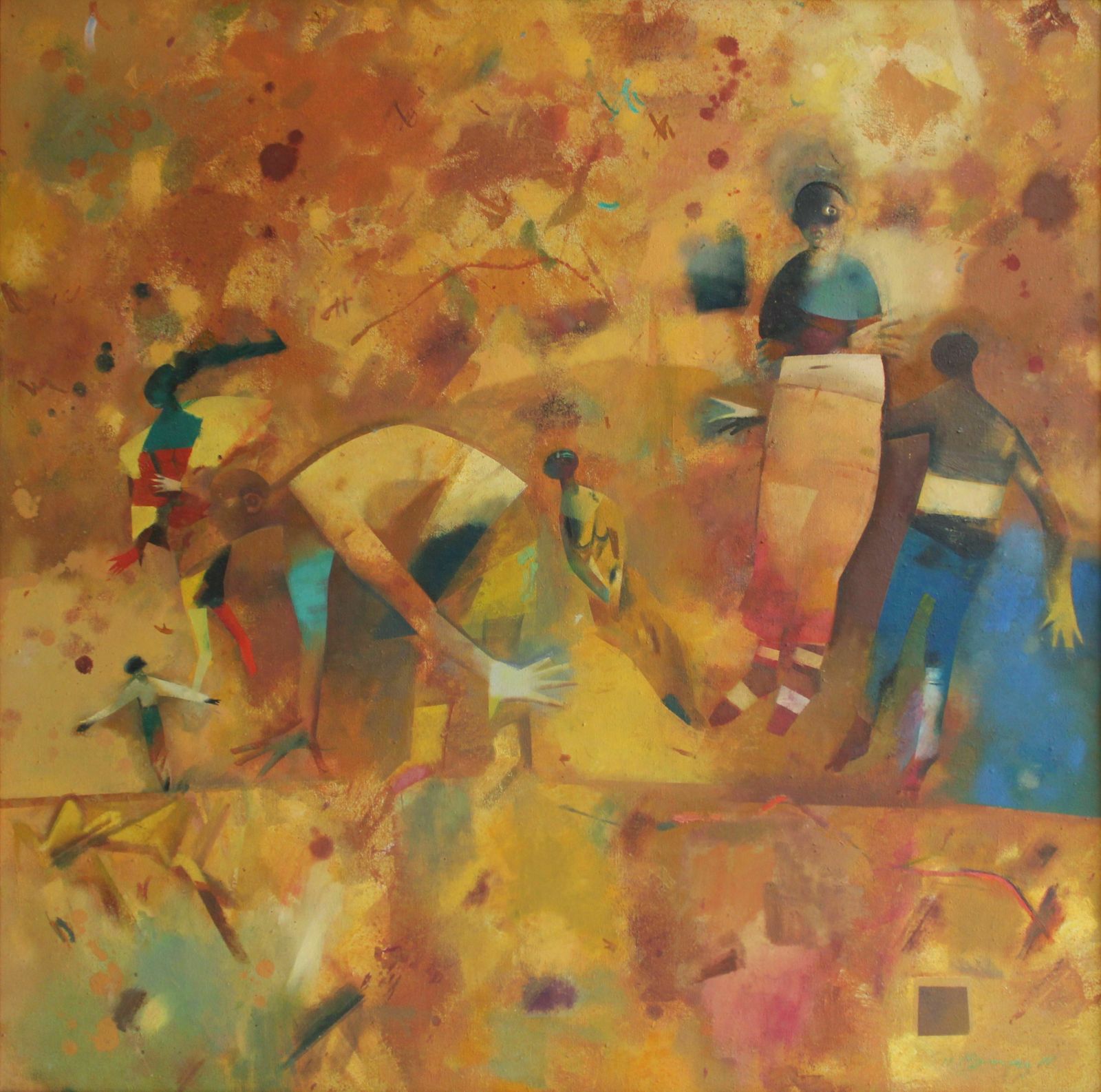 Victor Karnauh (1950 2012, Ukrainian, Latvian). Meeting. Oil On Canvas, 110x110 Cm