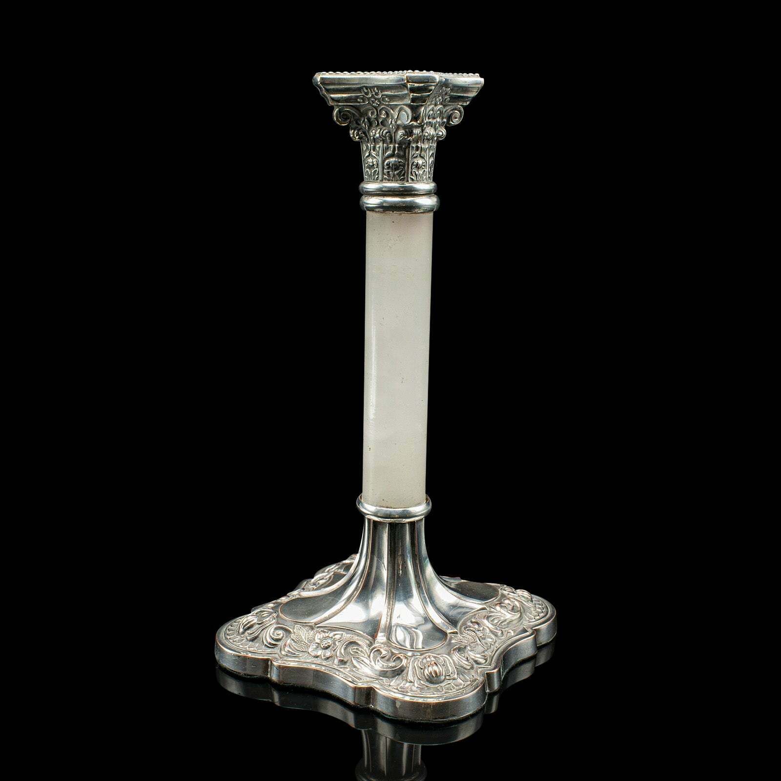 Pair Of Antique Mantlepiece Candlesticks, English, Silver Plate, Victorian, 1900 photo vinterior