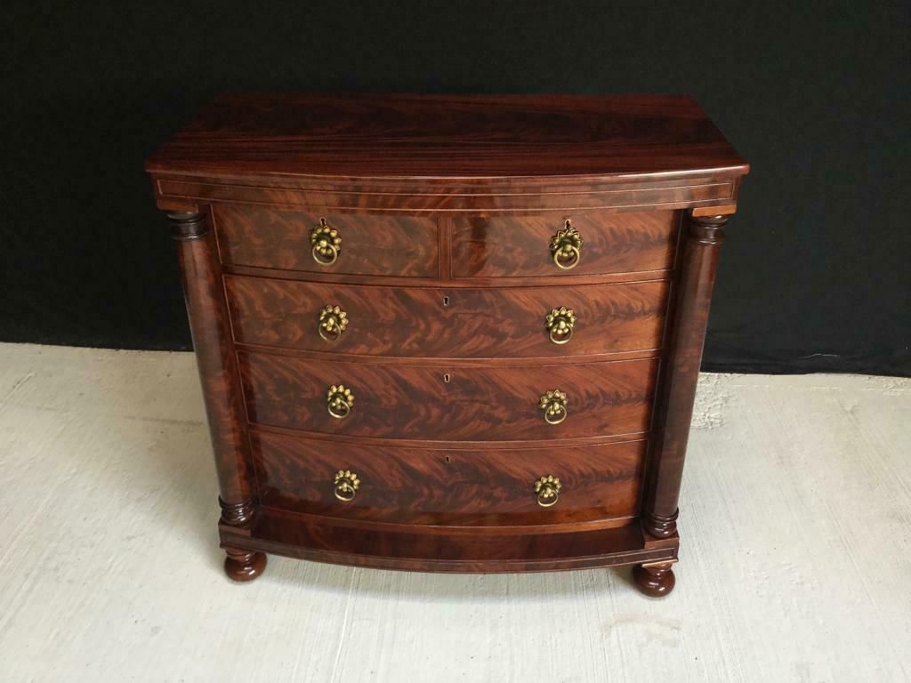photo for sale Elite Antique Victorian Flame Mahogany Chest Of Drawers.