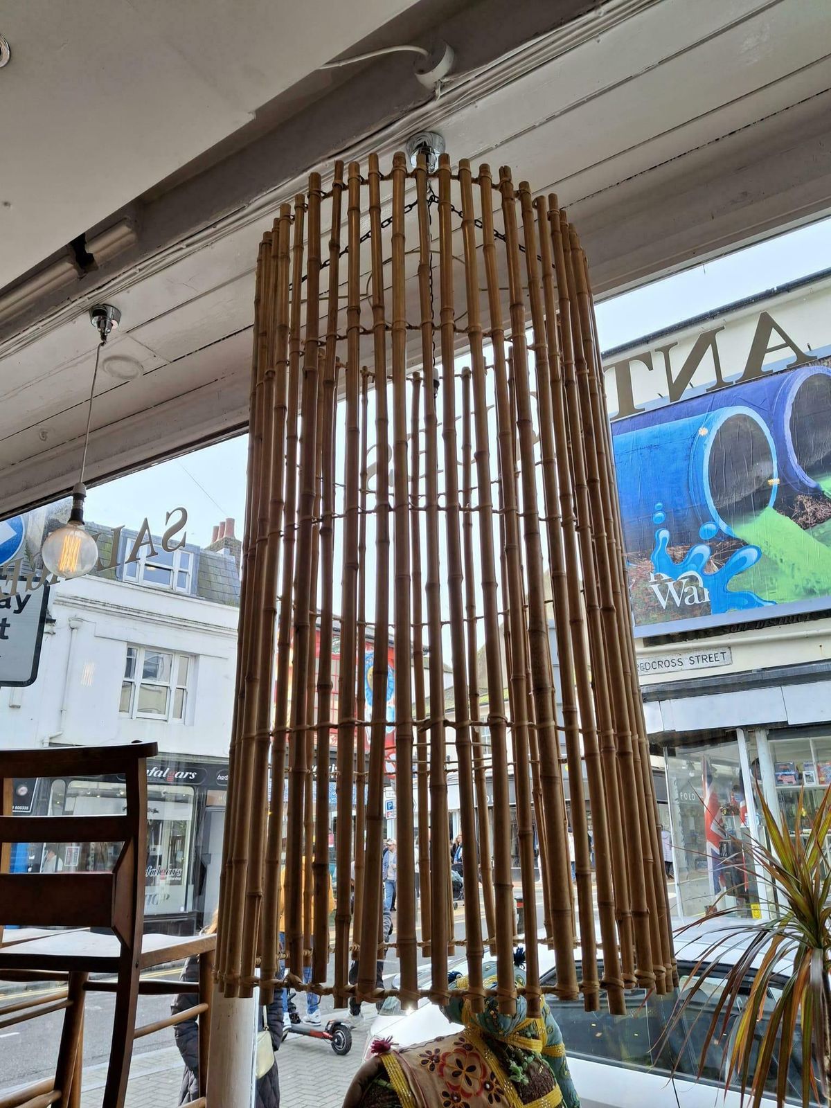 Large 1960s Italian Bamboo Ceiling Light Shade. photo 280.0