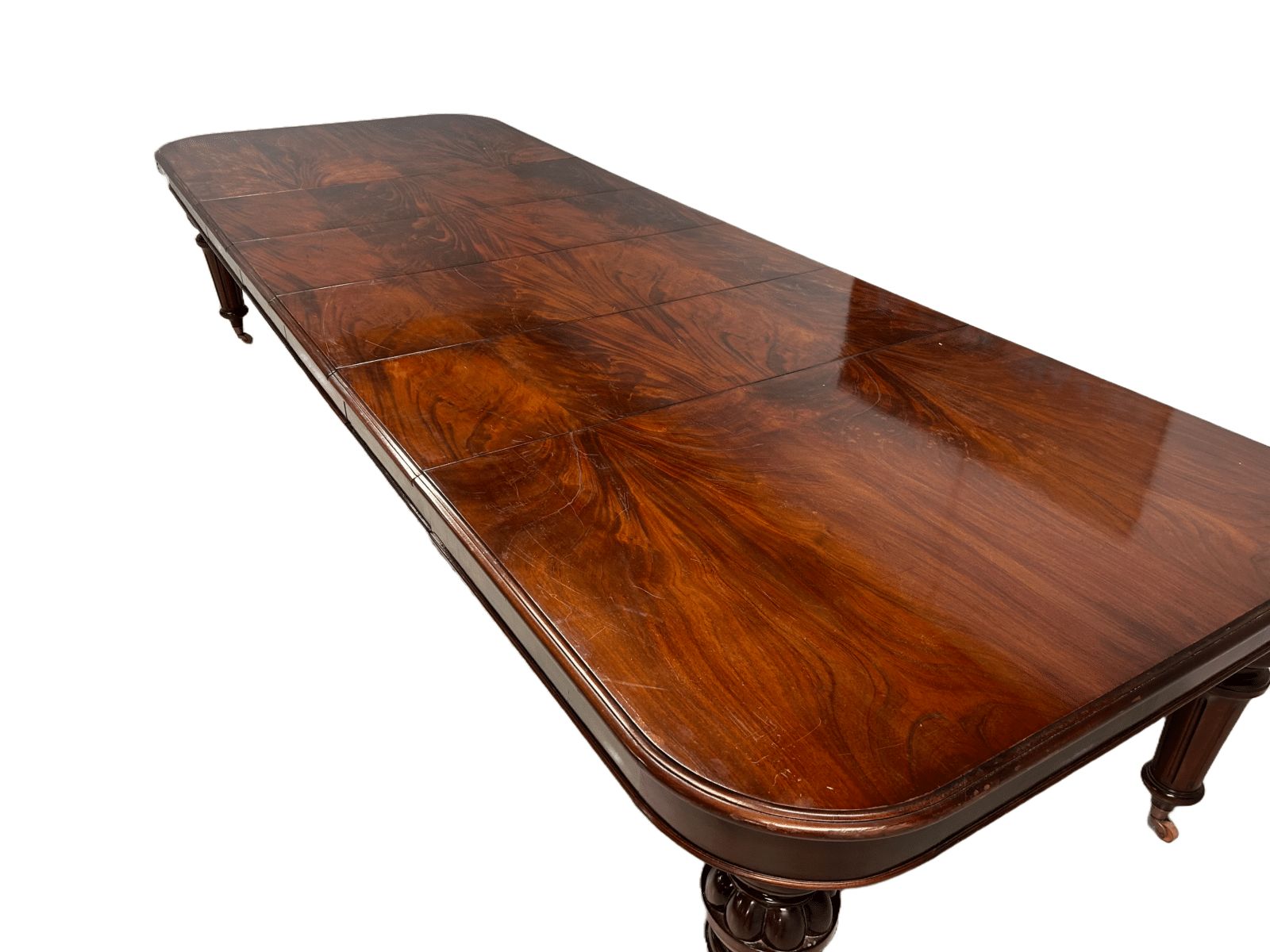11.81ft Elite Rare Victorian 1837 1901 Flame Mahogany Dining Table To Be Pro French Polished.
