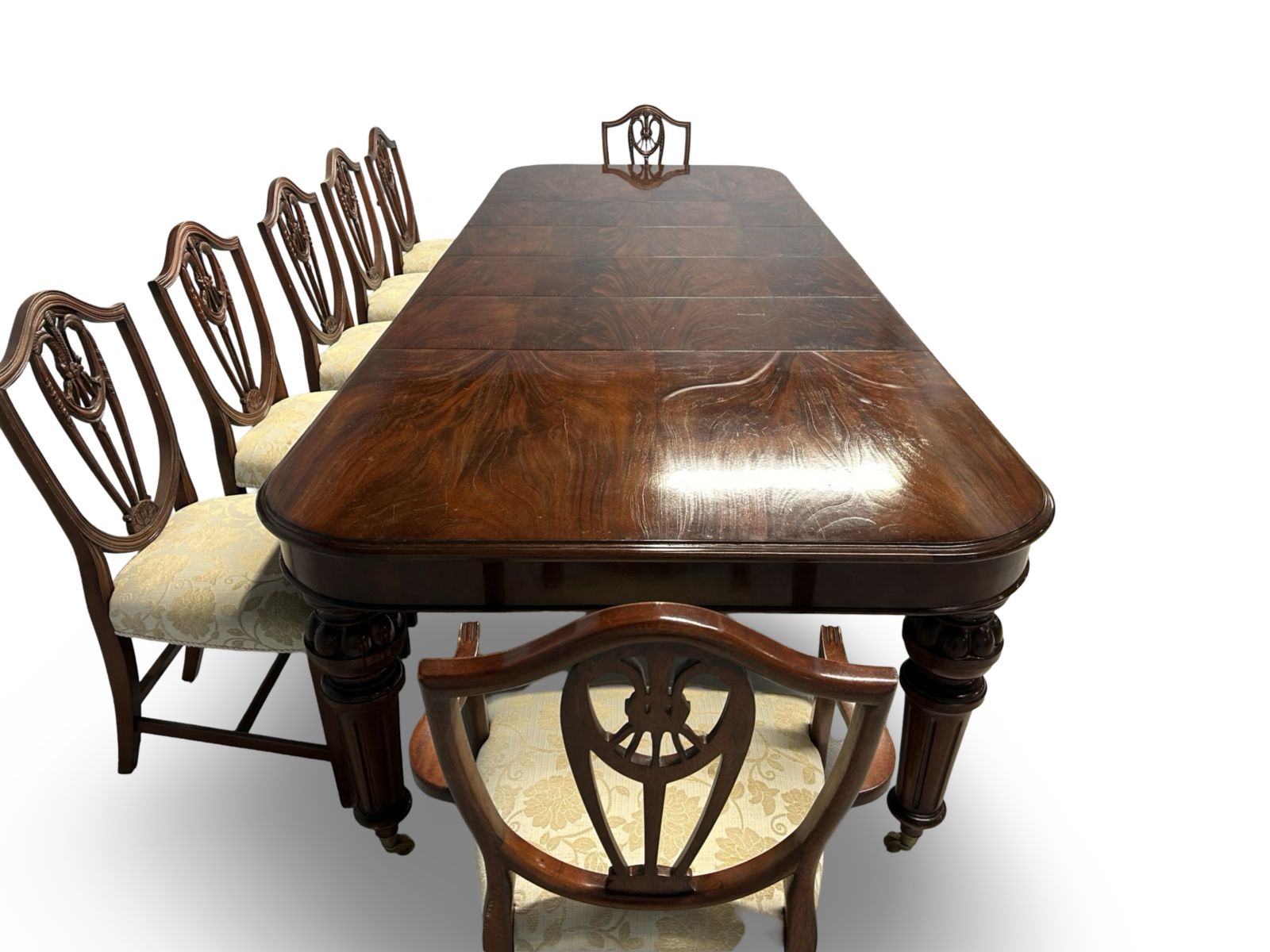 photo for sale 11.81ft Elite Rare Victorian 1837 1901 Flame Mahogany Dining Table To Be Pro French Polished.