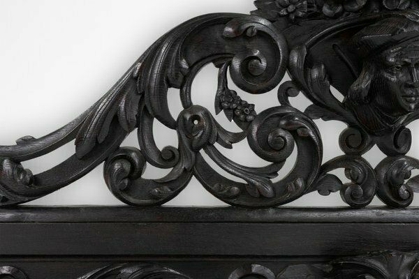 Baroque Richly Carved Black Wooden Sculptured Shelf, France, 1850s photo 902.0