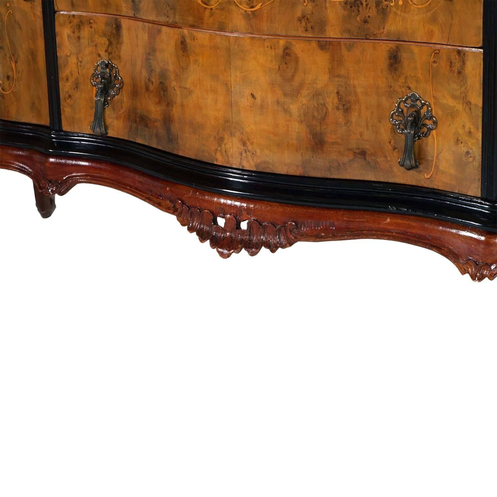 Venetian Baroque High Quality Credenza With Mirror Gold Leaf Walnut photo for sale