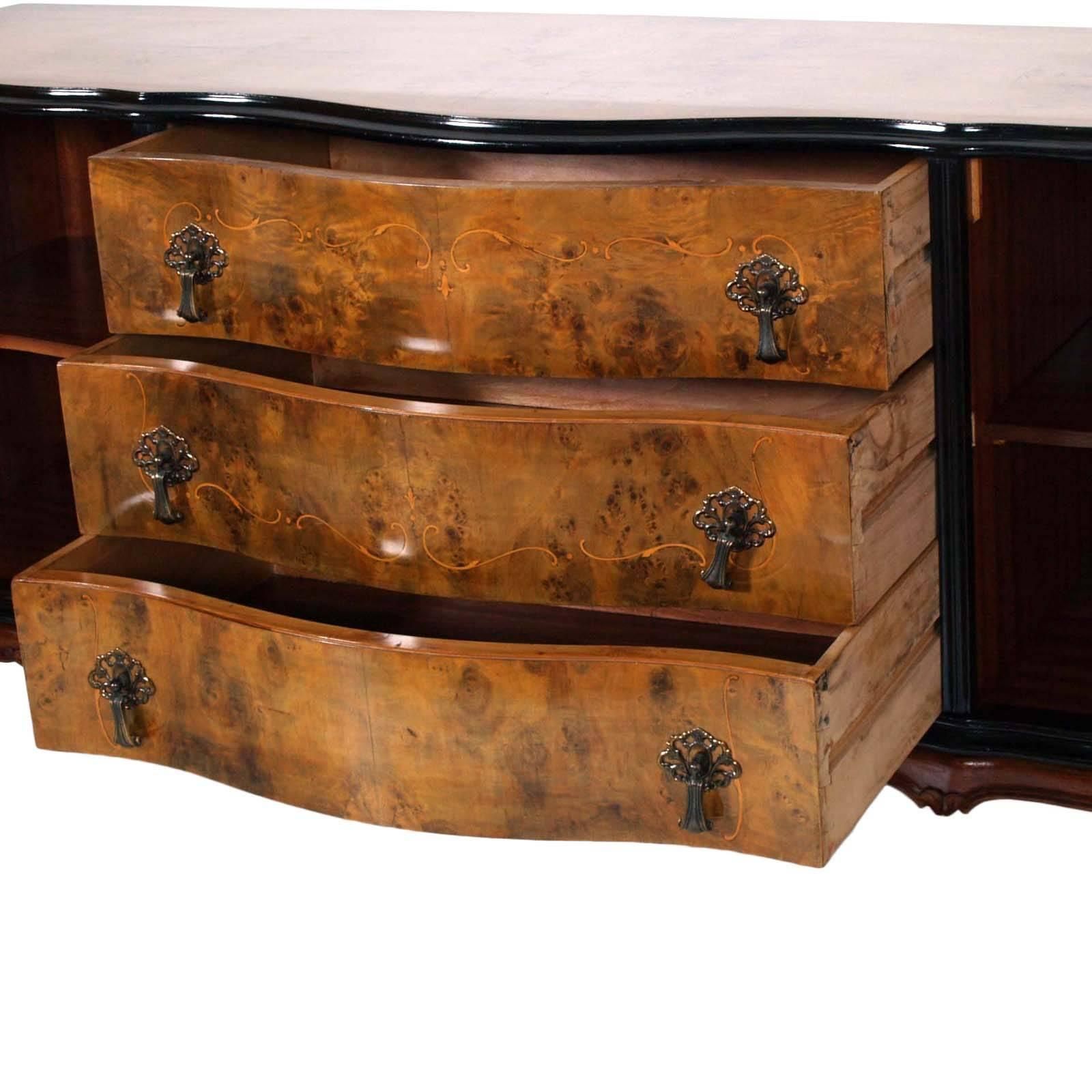 photo for sale Venetian Baroque High Quality Credenza With Mirror Gold Leaf Walnut