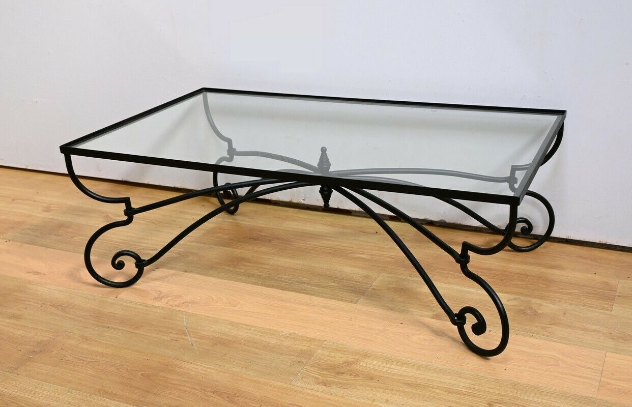 Art Nouveau Style Wrought Iron Coffee Table – 1940 photo for sale