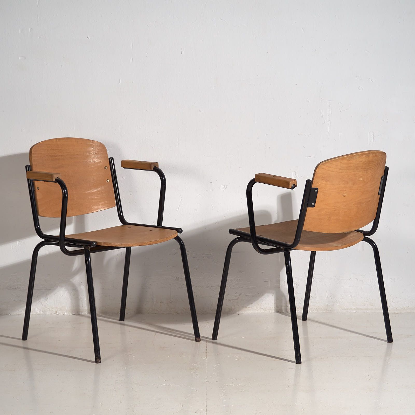 Industrial Style Chairs With Armrests (C.1950). Set Of 2 Pieces photo furniture