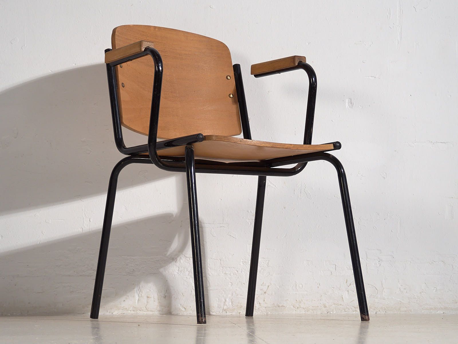Industrial Style Chairs With Armrests (C.1950). Set Of 2 Pieces photo 369.0