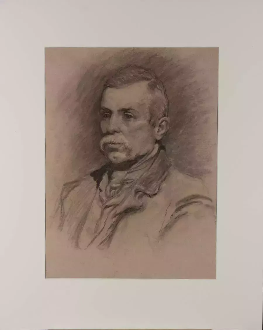 George Hodgson (1847 1921)   19th Century Graphite Drawing, Portrait Of A Man photo furniture